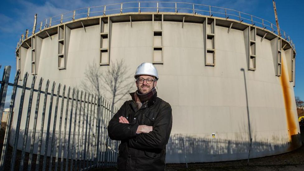 Ian Specer from H2 Green at the Gas-holder-proposed-site-for-Inverness-hydrogen-hub