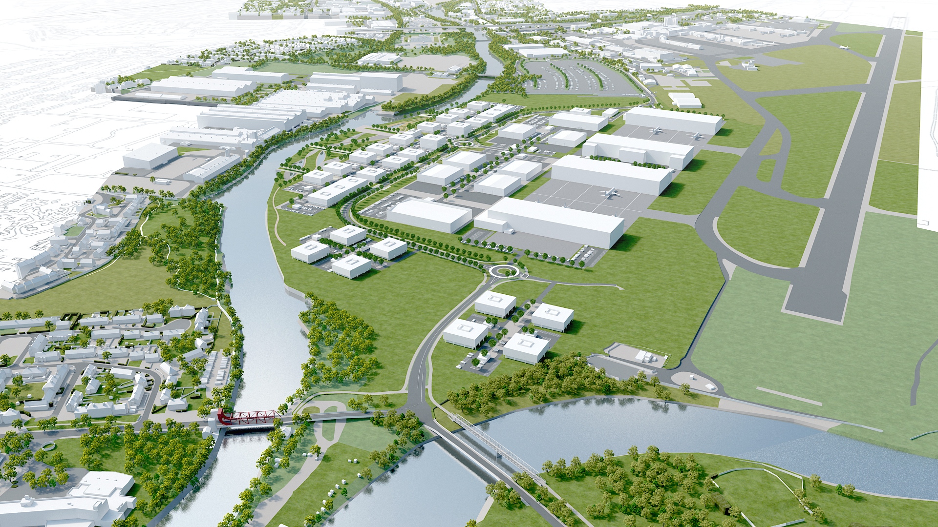Artist impression aerial view of the Advanced Manufacturing Innovation District Scotland. Credit: Renfrewshire Council